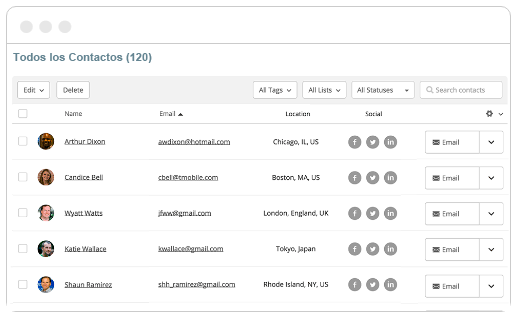 Vista contactos marketing automation