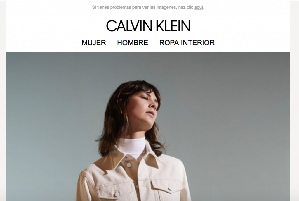 Campaña de email marketing de Calvin Klein