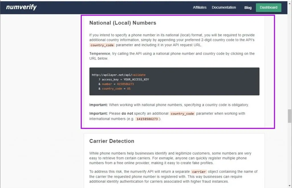 Numverify services