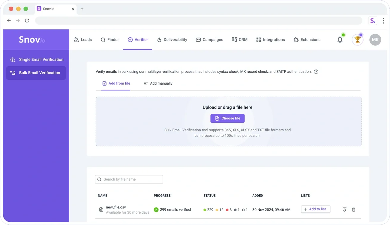Plataforma Snov.io