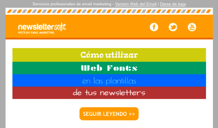 plantilla para newsletter compatible con fuentes de no sistema