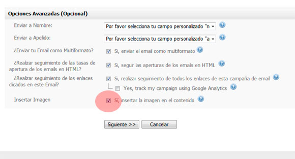  Ejemplo herramienta email marketing no enviar imágenes como adjunto