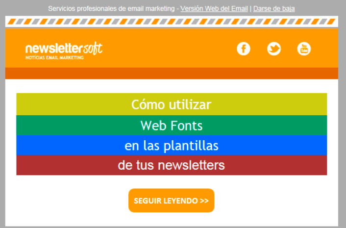 plantilla para newsletter compatible con fuentes de no sistema