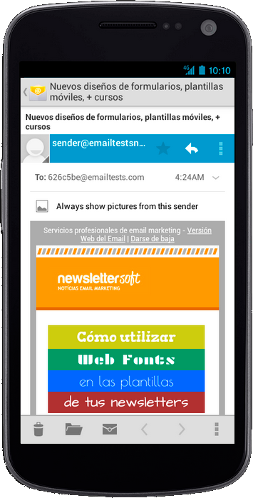 Plantilla de newsletter compatible con dispositivos móvil - android4.0