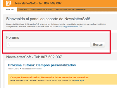 Acceso al buscador de NewsletterSoft